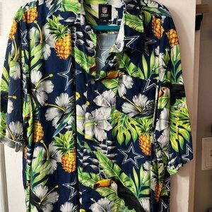 Men's Cowboys Navy Tropical Print Hawaiian Shirt